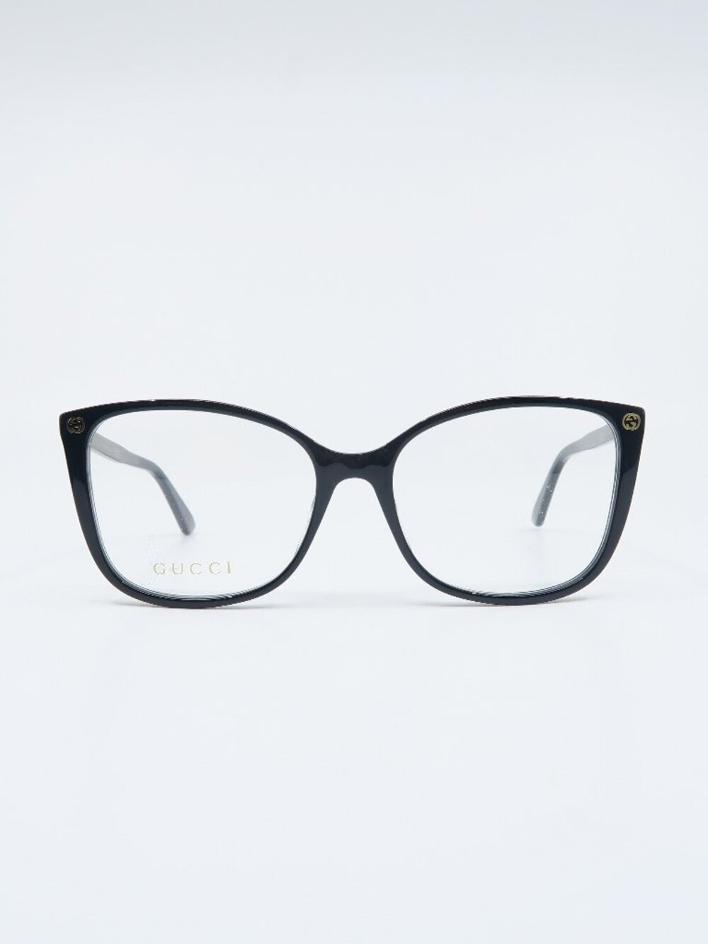 Gucci GG0026O 008 55mm Black & Gold Logo, New Women's Eyeglasses Frames.